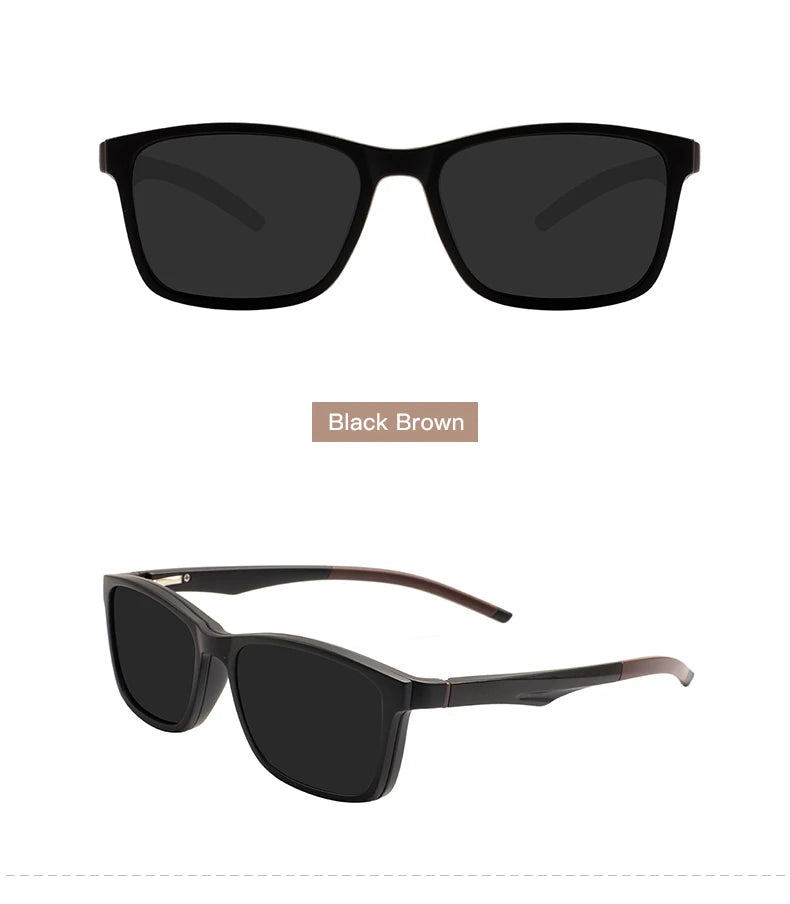 Rectangular Frame Sunglasses - Large Size with Clip-On Design & Spring Hinges