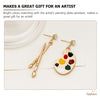 Unique Artist Palette Drop Earrings - Painter Brush Design for Creative Professionals