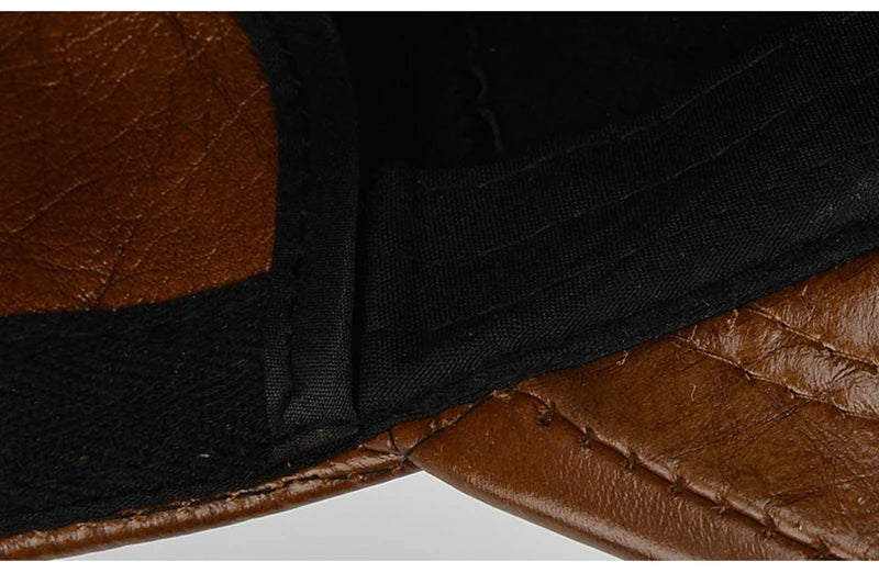 Adjustable Men's Genuine Cowhide Leather Baseball Cap - Fall Winter Sports Hat