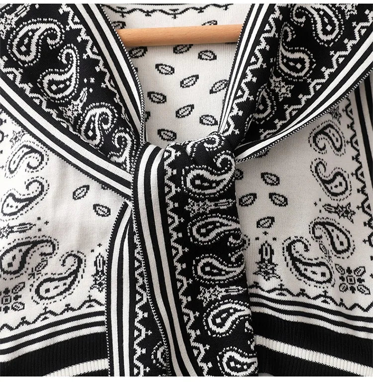 Women's Cotton Paisley Stole - Small Square Shawl with Striped Accents