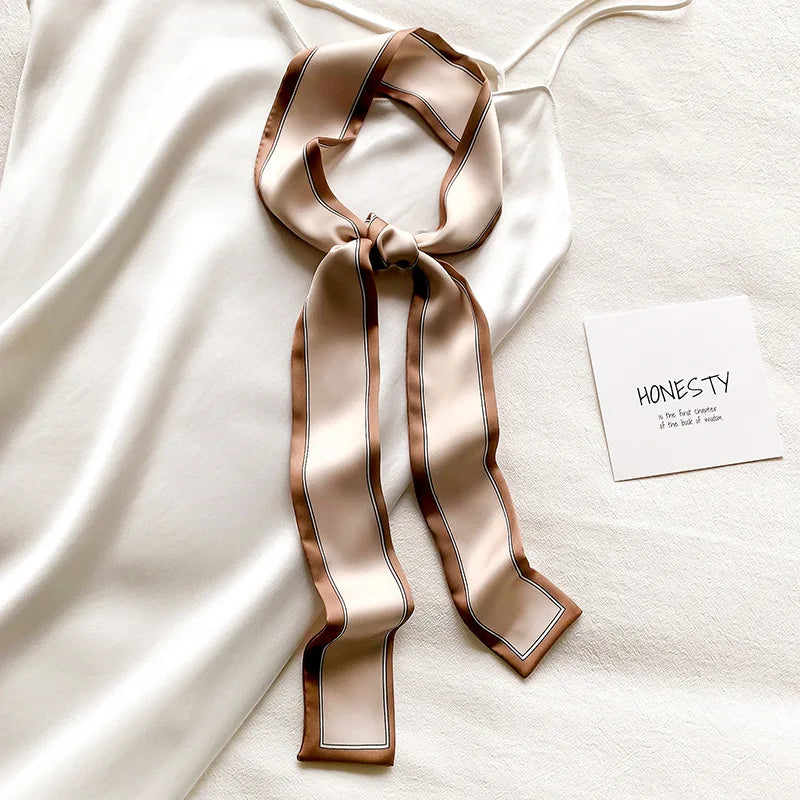 Satin Ribbon Neckerchief for Women - 6x115cm Long Silk-Style