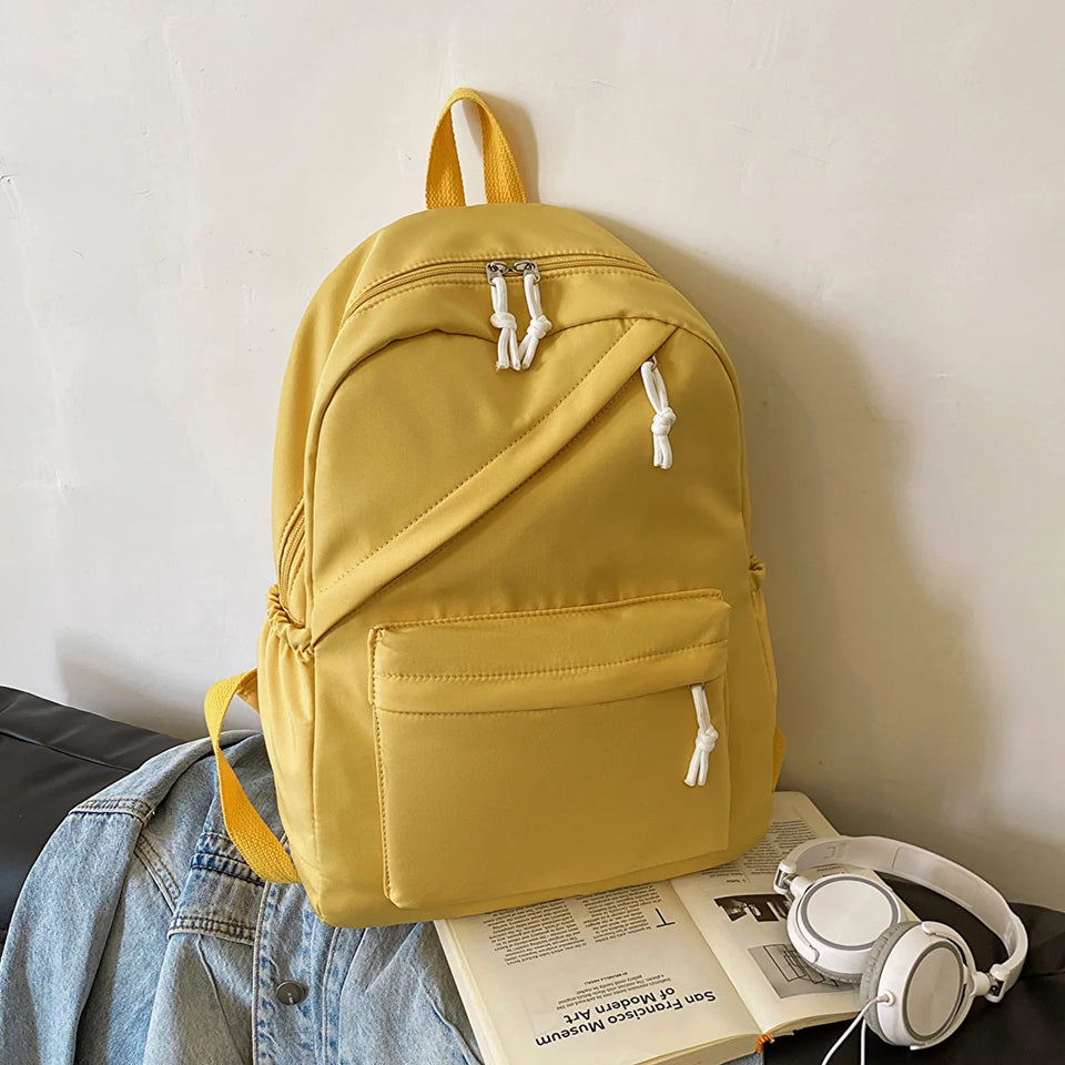 Multi-Pocket Nylon Backpack - Large Capacity with Adjustable Straps for College Commute