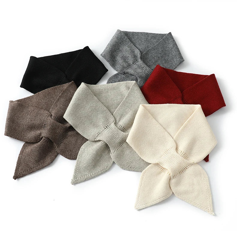 Wool Knit Neck Warmer for Women - Bow Tie Style Winter Scarf with Loop Design