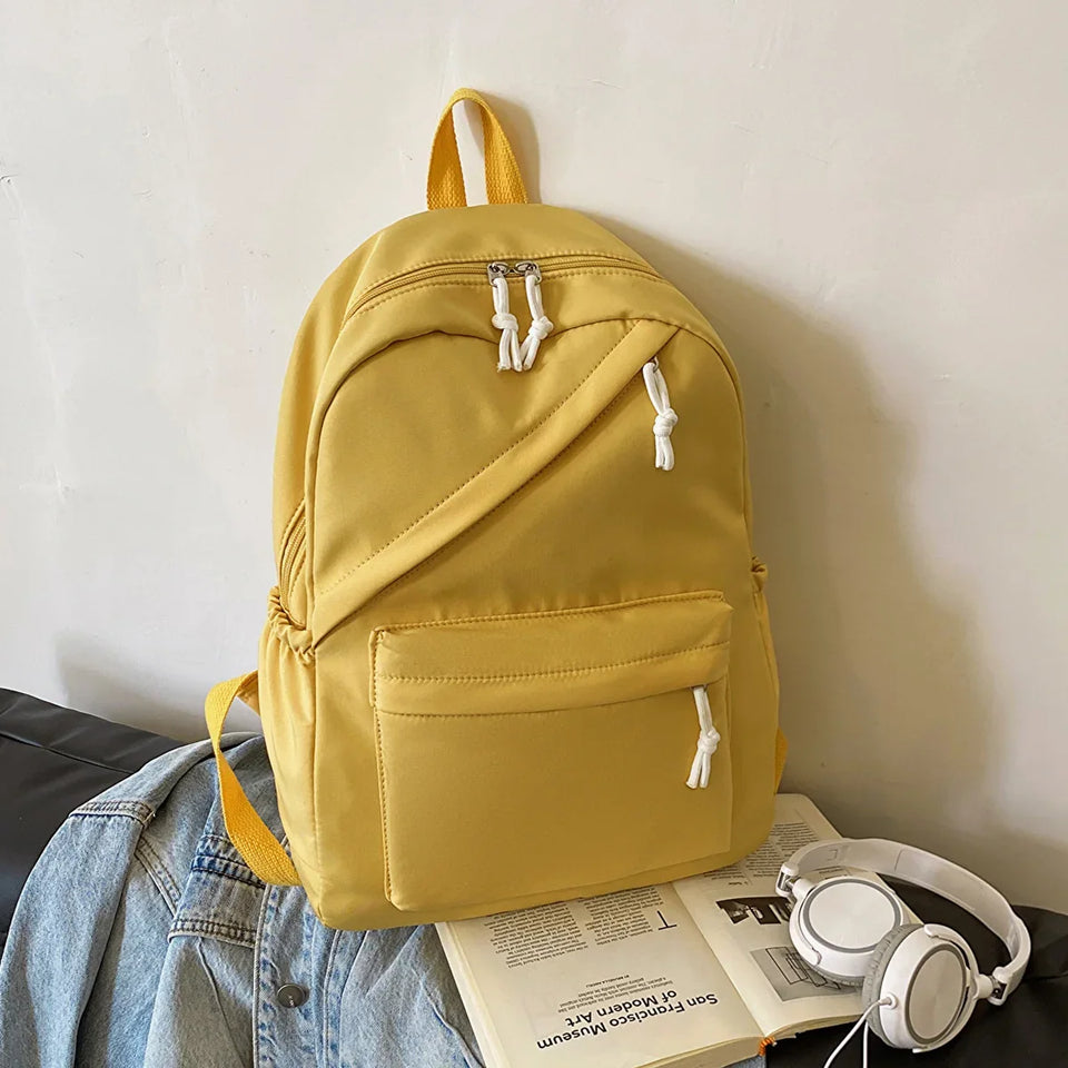 Multi-Pocket Nylon Backpack - Large Capacity with Adjustable Straps for College Commute