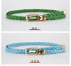 0.8cm Thin Braided PU Leather Belt - Women's Pin Buckle Waistband 110cm
