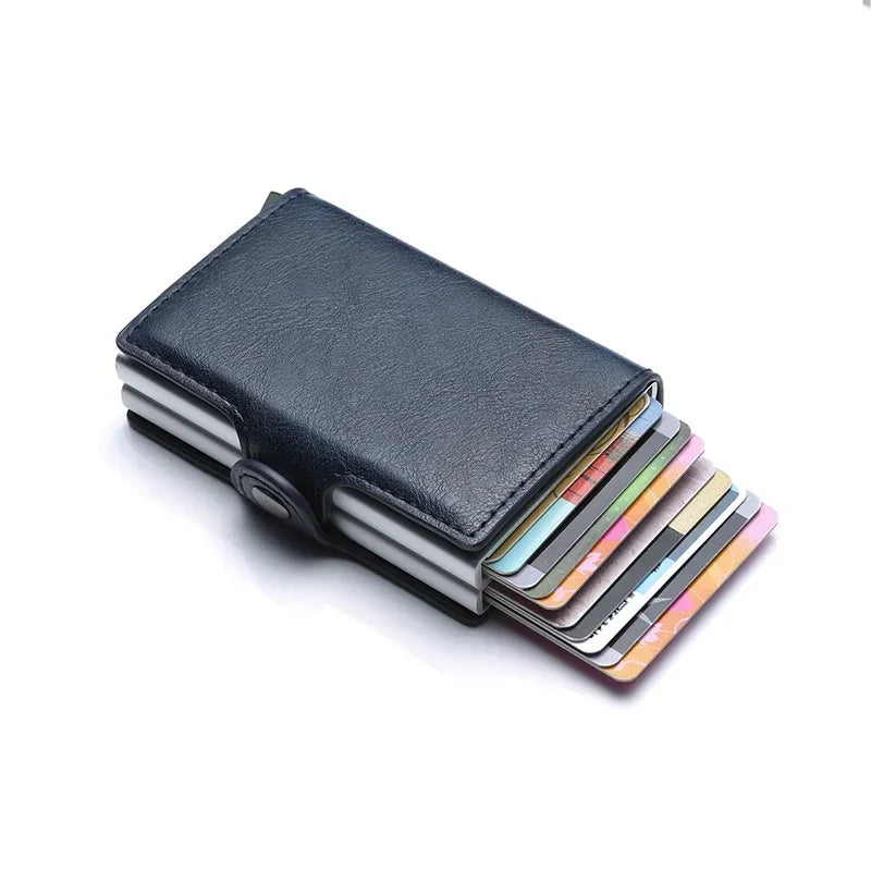 RFID Blocking Men's Card Holder - Secure Aluminum Wallet with Leather Cover