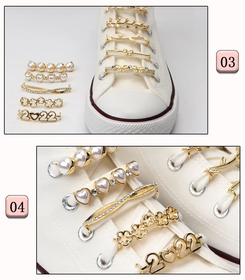 Luxury Pearl Shoe Charm - Vintage Rhinestone Shoelace Buckle Accessory