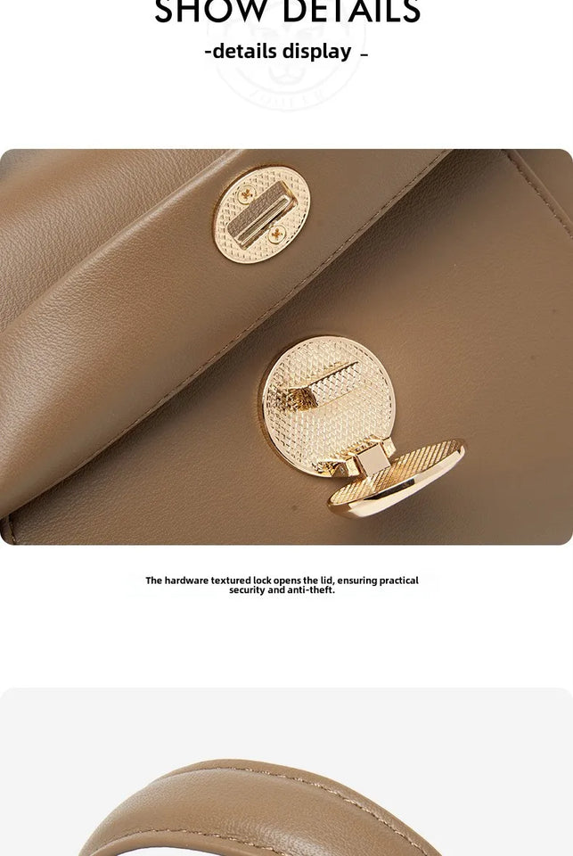 Premium Cowhide Leather Handbag - Women's Fashion Shoulder Bag