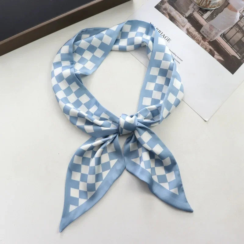 Chessboard Print Ribbon Scarf for Women - Multi-Use Neckerchief & Headband