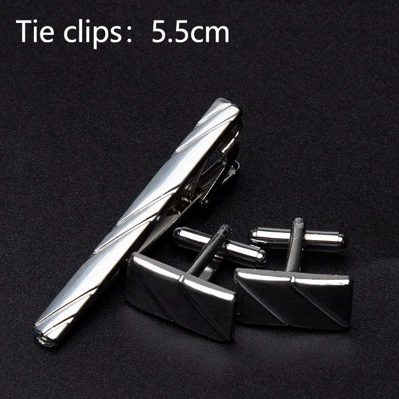 Men's Classic Cufflinks & Tie Clip Set - Luxury Fashion Jewelry Gift