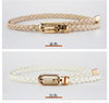 0.8cm Thin Braided PU Leather Belt - Women's Pin Buckle Waistband 110cm