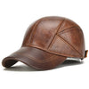 Genuine Leather Baseball Cap for Men - Cowhide Winter Hat with Earflaps