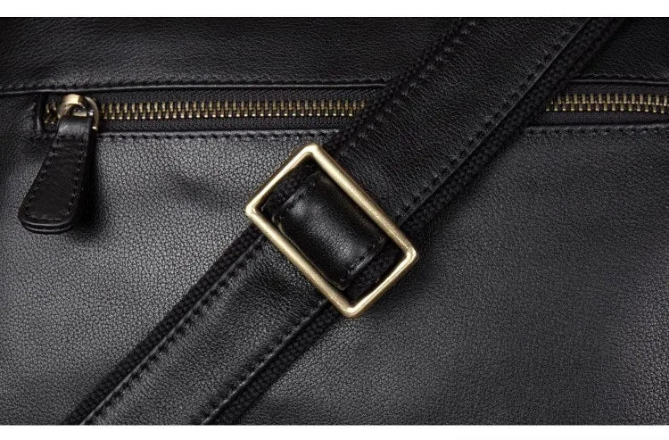 Leather Messenger Bag - Casual Crossbody with Zipper Design