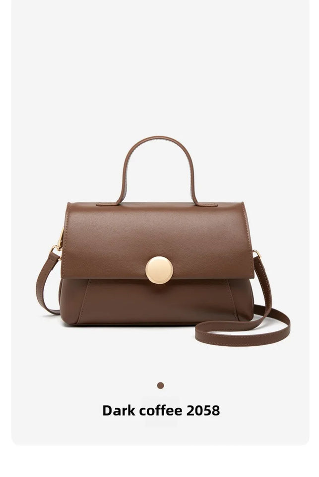 Premium Cowhide Leather Handbag - Women's Fashion Shoulder Bag