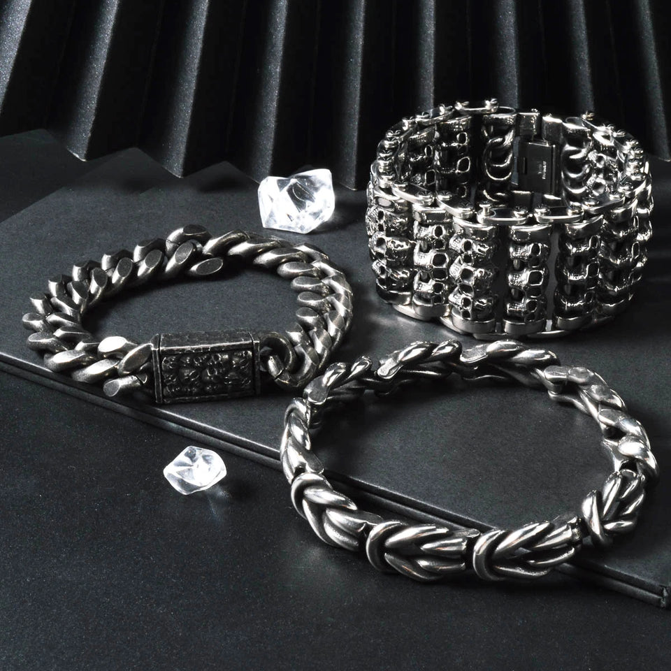 Gothic Punk Skull Bracelet - Trendy Stainless-Steel Bangle