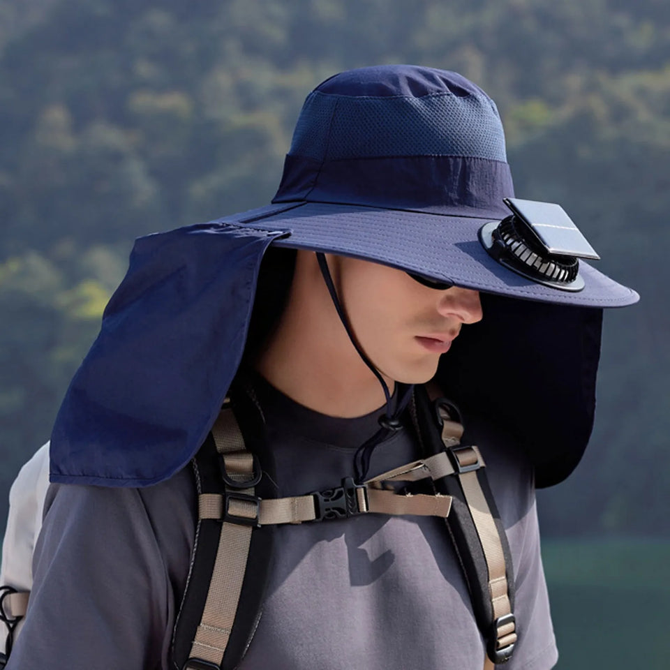 Solar-Powered Fan Hat - Outdoor Cooling Cap with Adjustable Brim & UV Protection