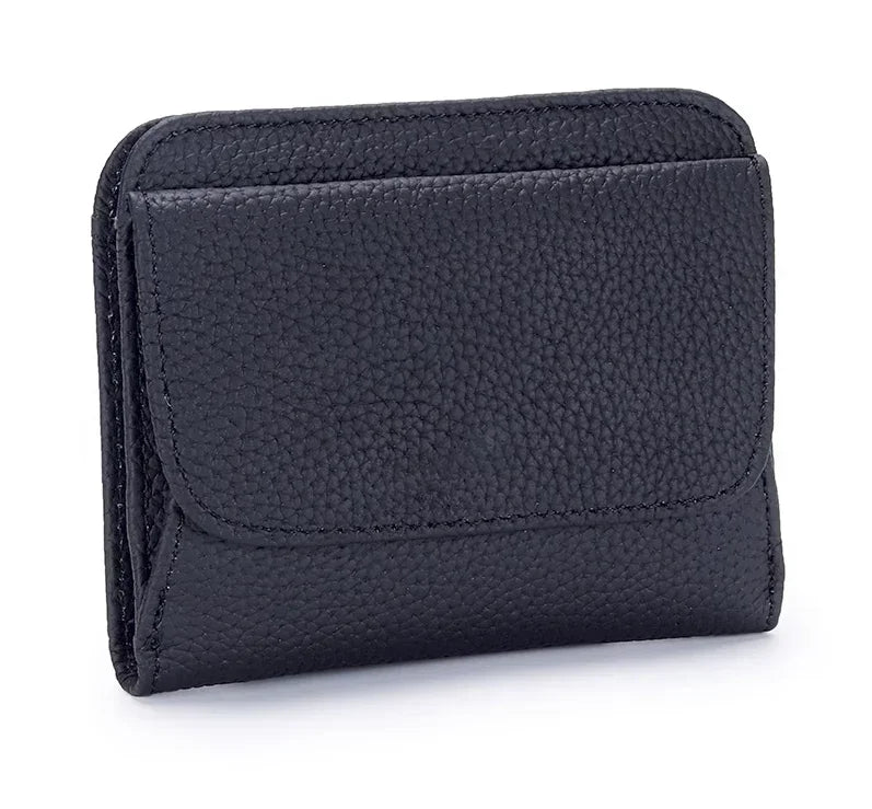 Women's Leather Wallet - Small Folding Purse with Multiple Compartments