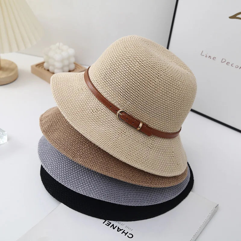 Women's Outdoor Cotton Sun Hat - Large Bucket Style with Belt for Summer