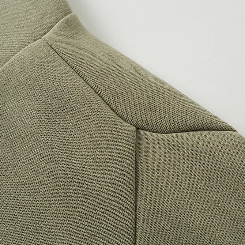 Wide Style Cotton Hoodie - Heavy Double Layer Unisex Zipper Coat