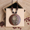 Retro Wooden Leaf Owl Necklace - Women's Long Chain with Clock Pendant Jewelry