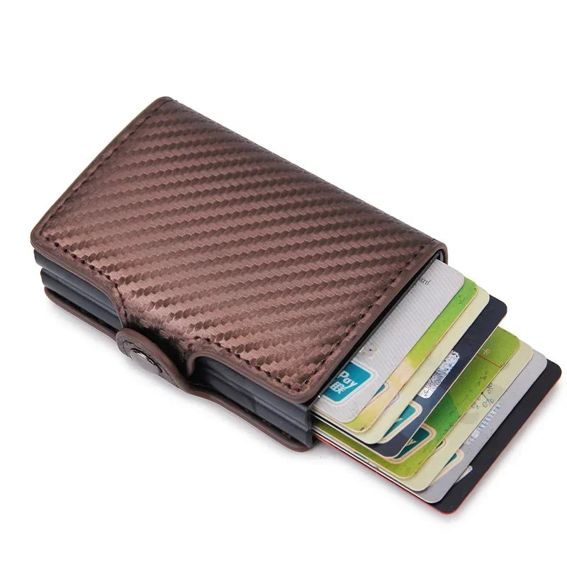 RFID Blocking Men's Card Holder - Secure Aluminum Wallet with Leather Cover