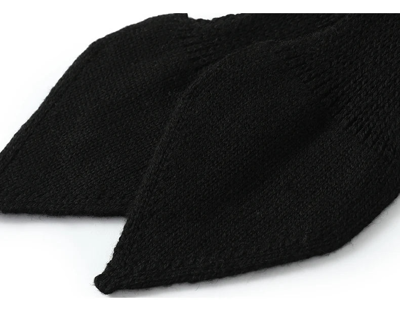 Wool Knit Neck Warmer for Women - Bow Tie Style Winter Scarf with Loop Design