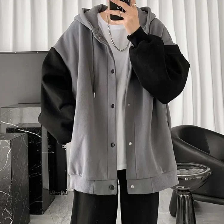 Loose Fit Frog Hoodie - Men's Plus Size Korean Style Fleece Lined Pullover