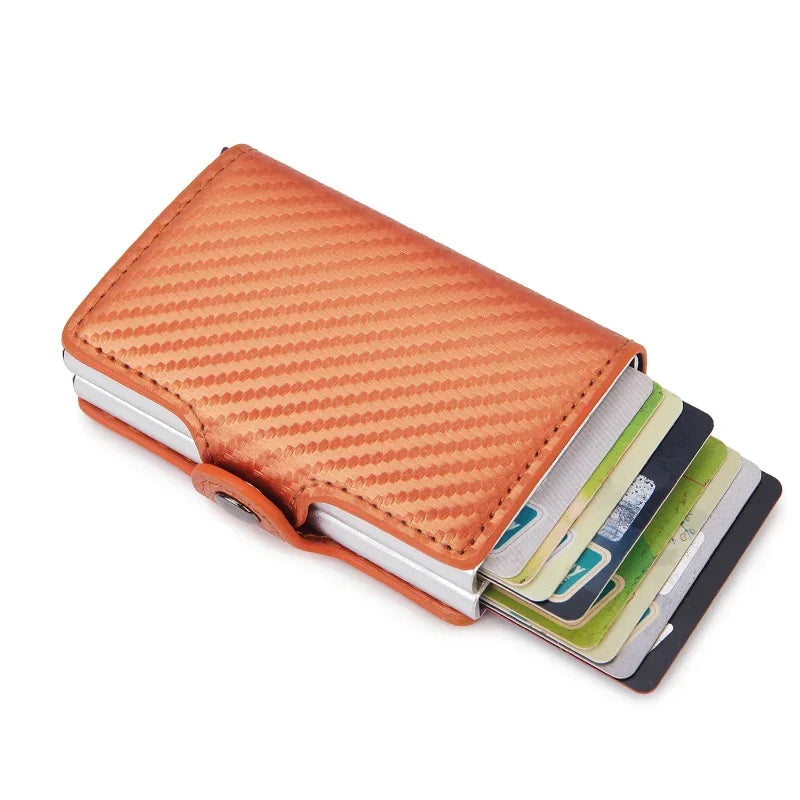 RFID Blocking Men's Card Holder - Secure Aluminum Wallet with Leather Cover