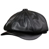 LA SPEZIA Men's Genuine Leather Newsboy Hat - Black Octagonal Cap with Vintage Style