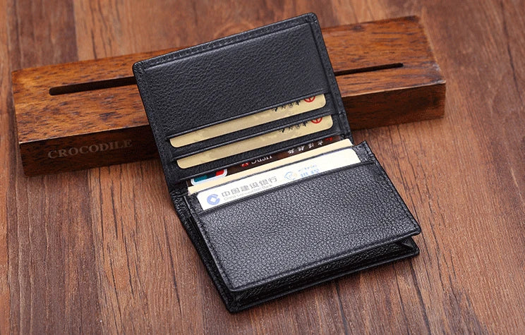 Business Card Holder - Genuine Leather Credit Card Wallet & ID Organizer