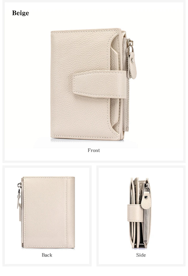 Large Capacity Women's RFID Wallet - Leather Bifold with Coin Pocket & ID Windows