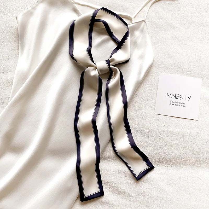 Satin Ribbon Neckerchief for Women - 6x115cm Long Silk-Style