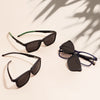 Rectangular Frame Sunglasses - Large Size with Clip-On Design & Spring Hinges