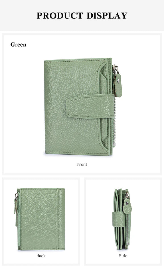 Large Capacity Women's RFID Wallet - Leather Bifold with Coin Pocket & ID Windows