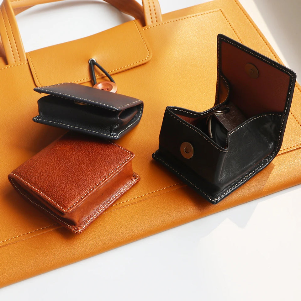 Custom Engraved Leather Card Holder - Personalized Business Wallet for Men