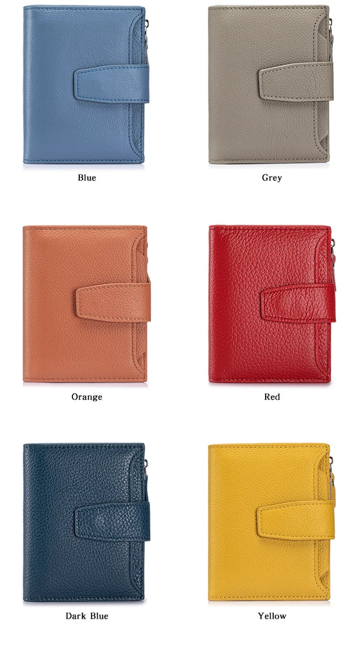 Large Capacity Women's RFID Wallet - Leather Bifold with Coin Pocket & ID Windows