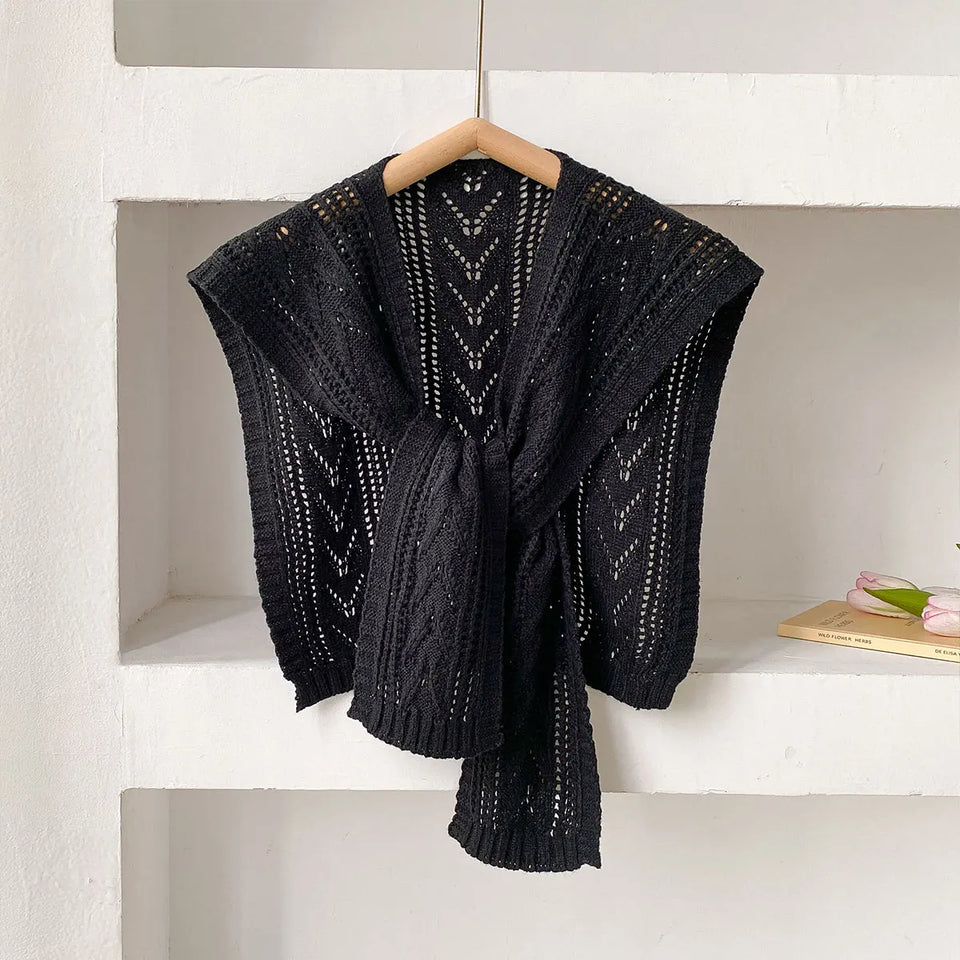 Korean Style Knitted Shawl - Summer Air Conditioning Neck Cape for Women