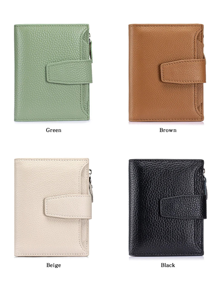 Large Capacity Women's RFID Wallet - Leather Bifold with Coin Pocket & ID Windows