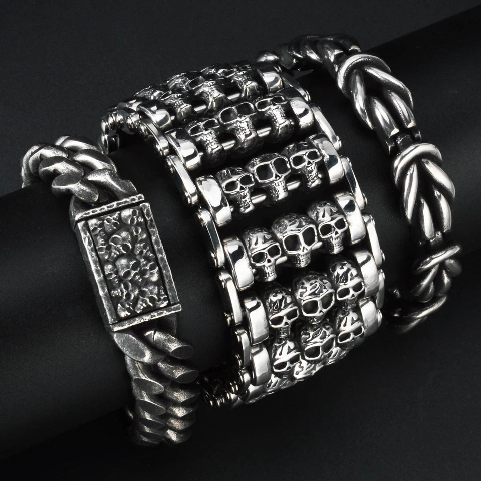 Gothic Punk Skull Bracelet - Trendy Stainless-Steel Bangle