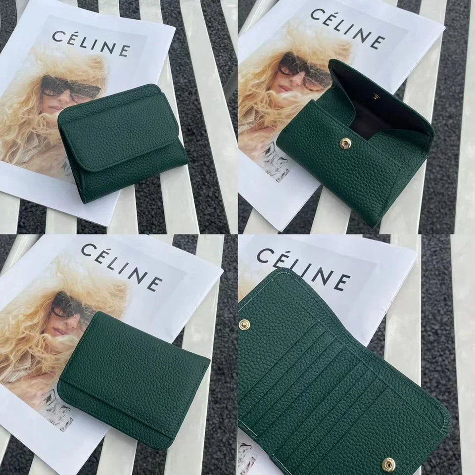 Women's Leather Wallet - Small Folding Purse with Multiple Compartments