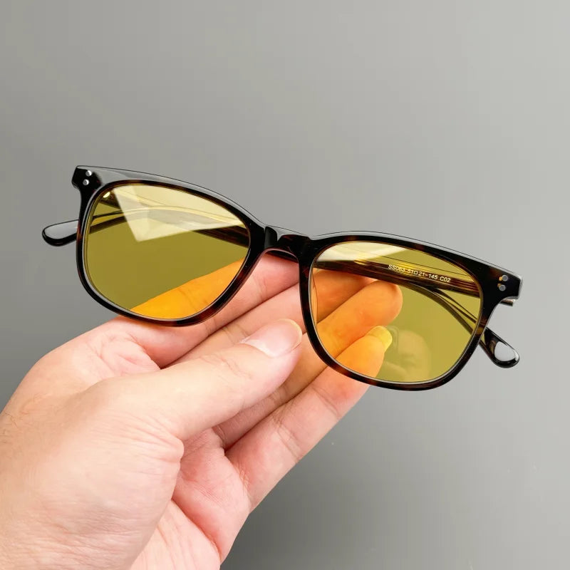 Classic Square Sunglasses - Hand-Designed Acetate Frames with UV400 Protection