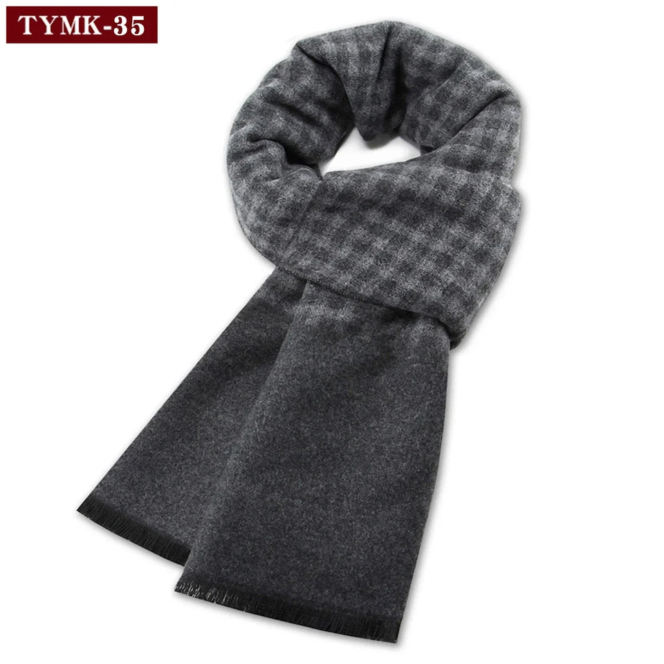 Luxury Men's Cashmere Scarf - Winter Wool Plaid Muffler Perfect for Gifts
