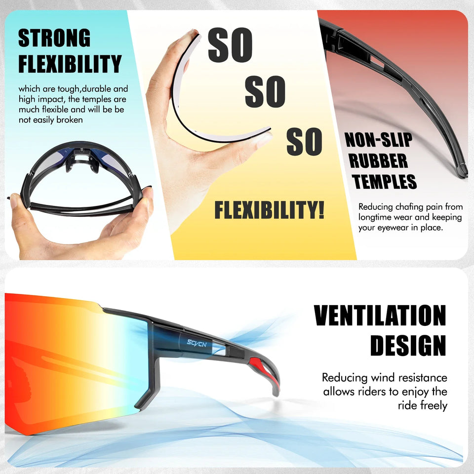 SCVCN Sports Sunglasses - UV400 Cycling & Outdoor Protective Eyewear