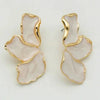 Statement Metal Flower Earrings - Women's Cream & Gold-Plated Fashion Studs