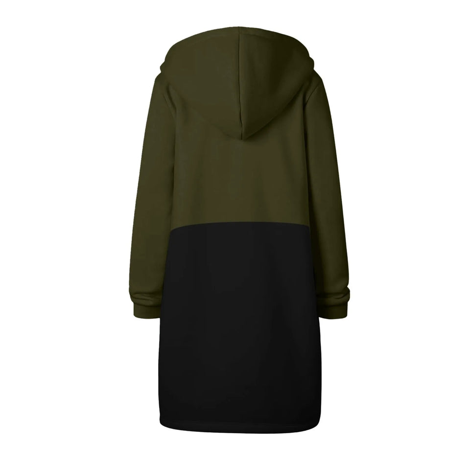 Y2K Long Sleeve Hoodie for Women - Versatile Color Block Zip Sweatshirt