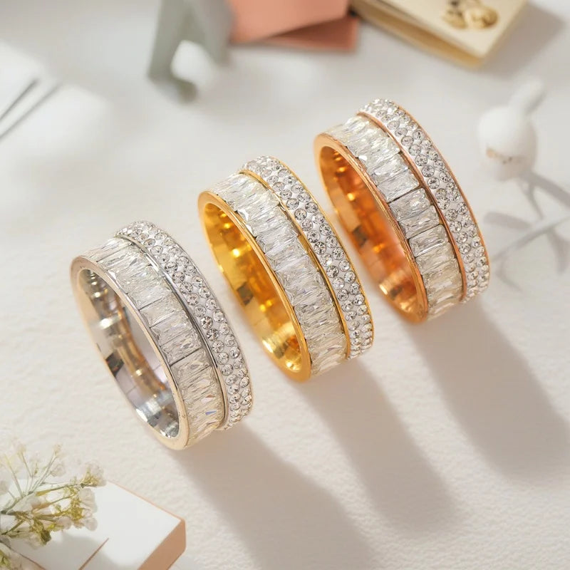 8mm Luxury Zircon Ring - Stainless Steel Wedding Band