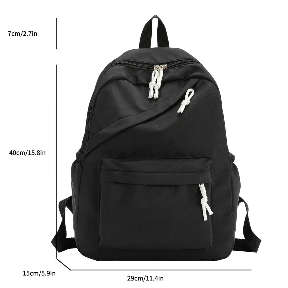 Multi-Pocket Nylon Backpack - Large Capacity with Adjustable Straps for College Commute