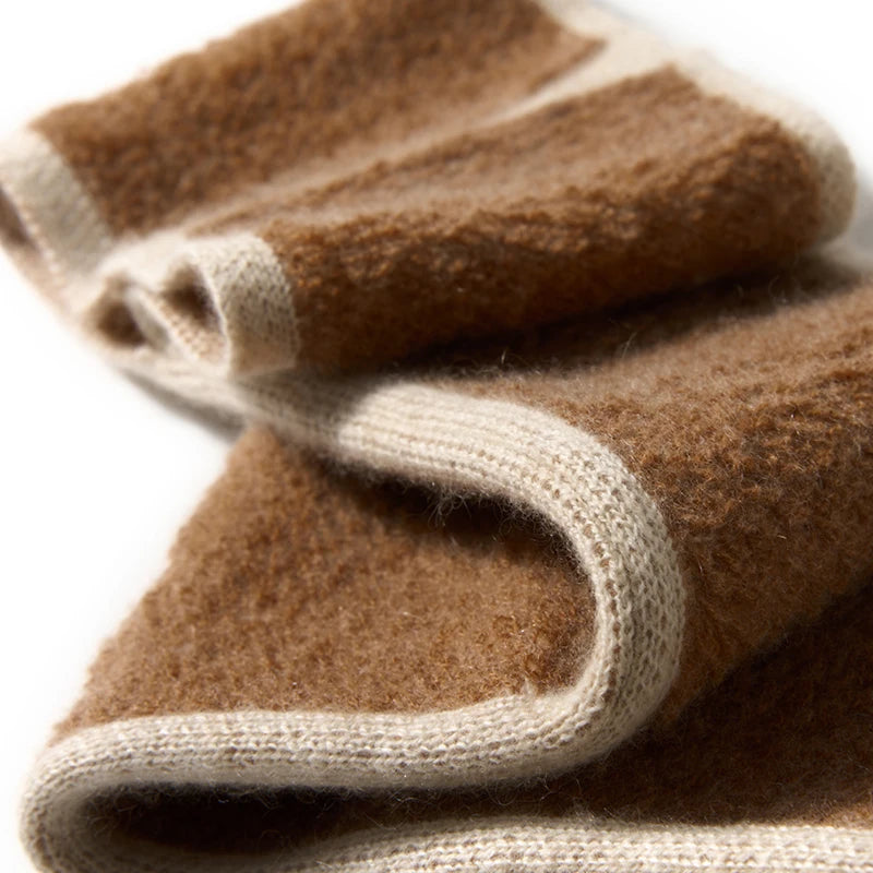 Through-Hole Cashmere Scarf - Knitted Neck Warmer Cowl for Autumn/Winter