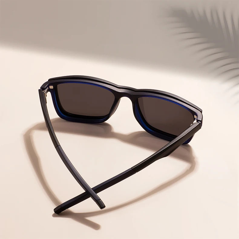 Rectangular Frame Sunglasses - Large Size with Clip-On Design & Spring Hinges