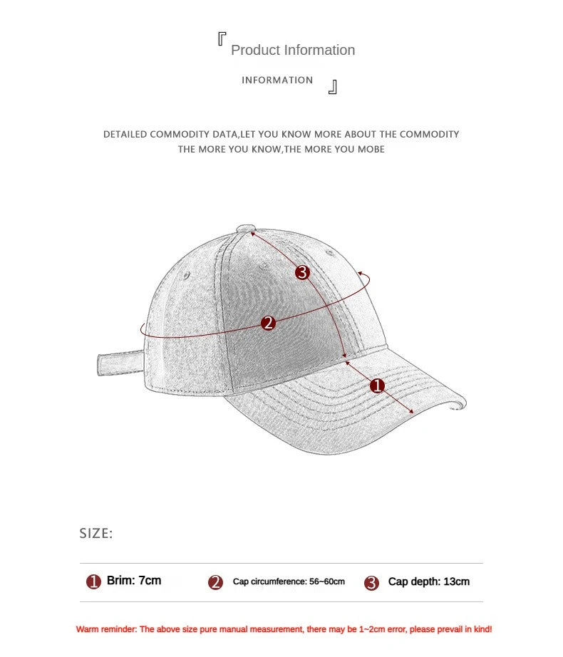 Soft Washed Cotton Baseball Cap - Unisex Adjustable Breathable Design for Daily Wear
